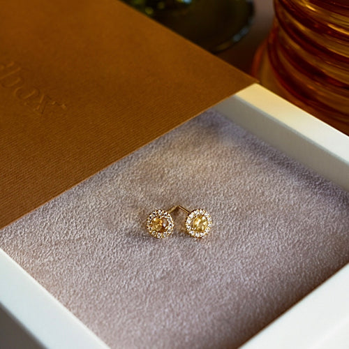 Citrine Solitaire Stud Earings