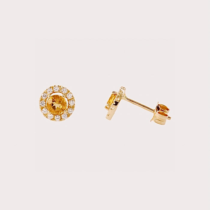 Citrine Solitaire Stud Earings