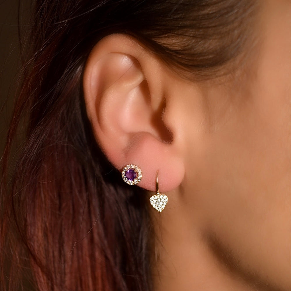 Heart Drop Earrings with CZ Diamonds