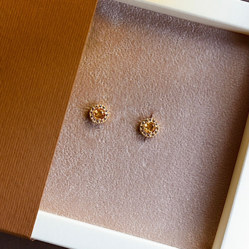 Citrine Solitaire Stud Earings