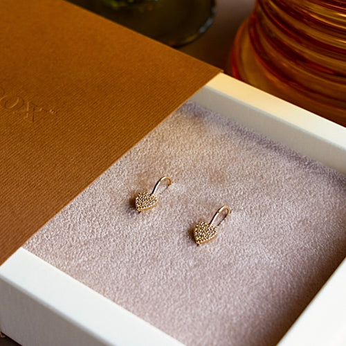 Heart Drop Earrings with CZ Diamonds