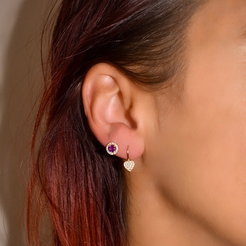 Heart Drop Earrings with CZ Diamonds