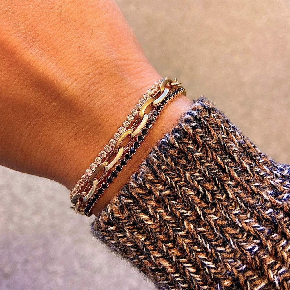 lala gold tennis bracelet with white cz diamonds