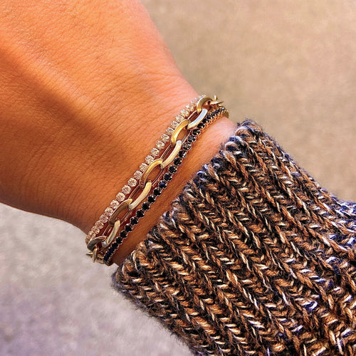 lala gold tennis bracelet with white cz diamonds