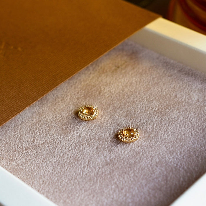 Citrine Solitaire Stud Earings
