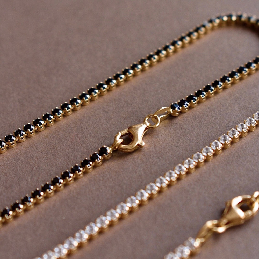 playa gold tennis bracelet with black cz diamonds