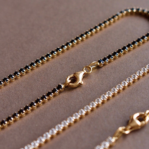 playa gold tennis bracelet with black cz diamonds