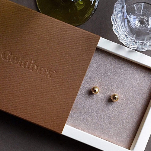 Goldbox Amsterdam Earrings Discoball Gold Stud Earrings Disco Ball Stud Earrings