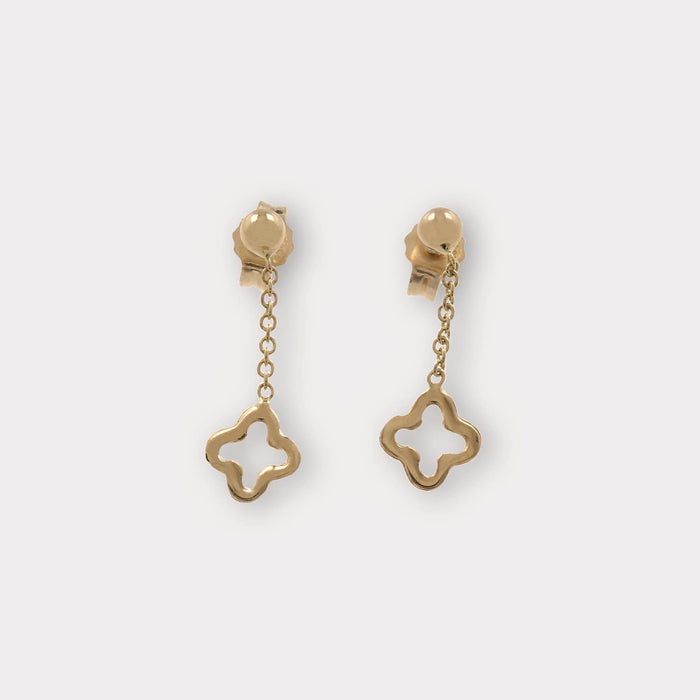 Goldbox Amsterdam Earrings Gold Clover Drop Earrings Clover Drop Earrings