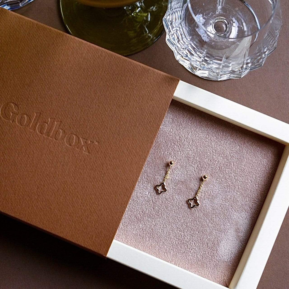 Goldbox Amsterdam Earrings Gold Clover Drop Earrings Clover Drop Earrings