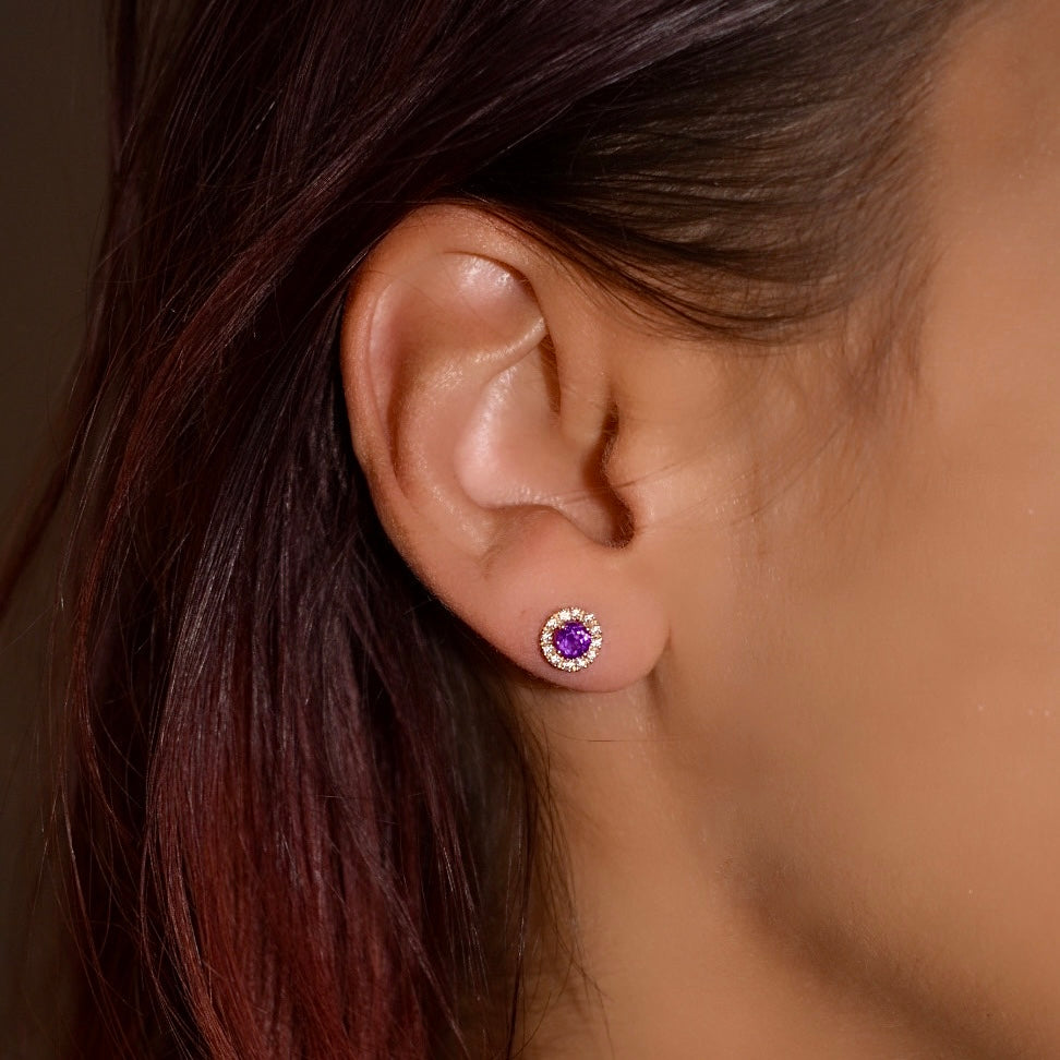 Amethyst Solitaire Stud Earrings