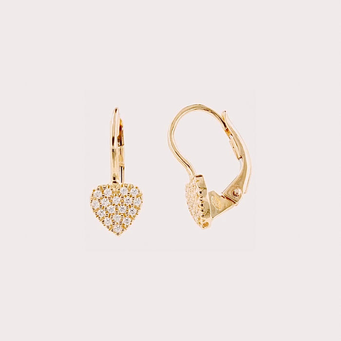 Heart Drop Earrings with CZ Diamonds